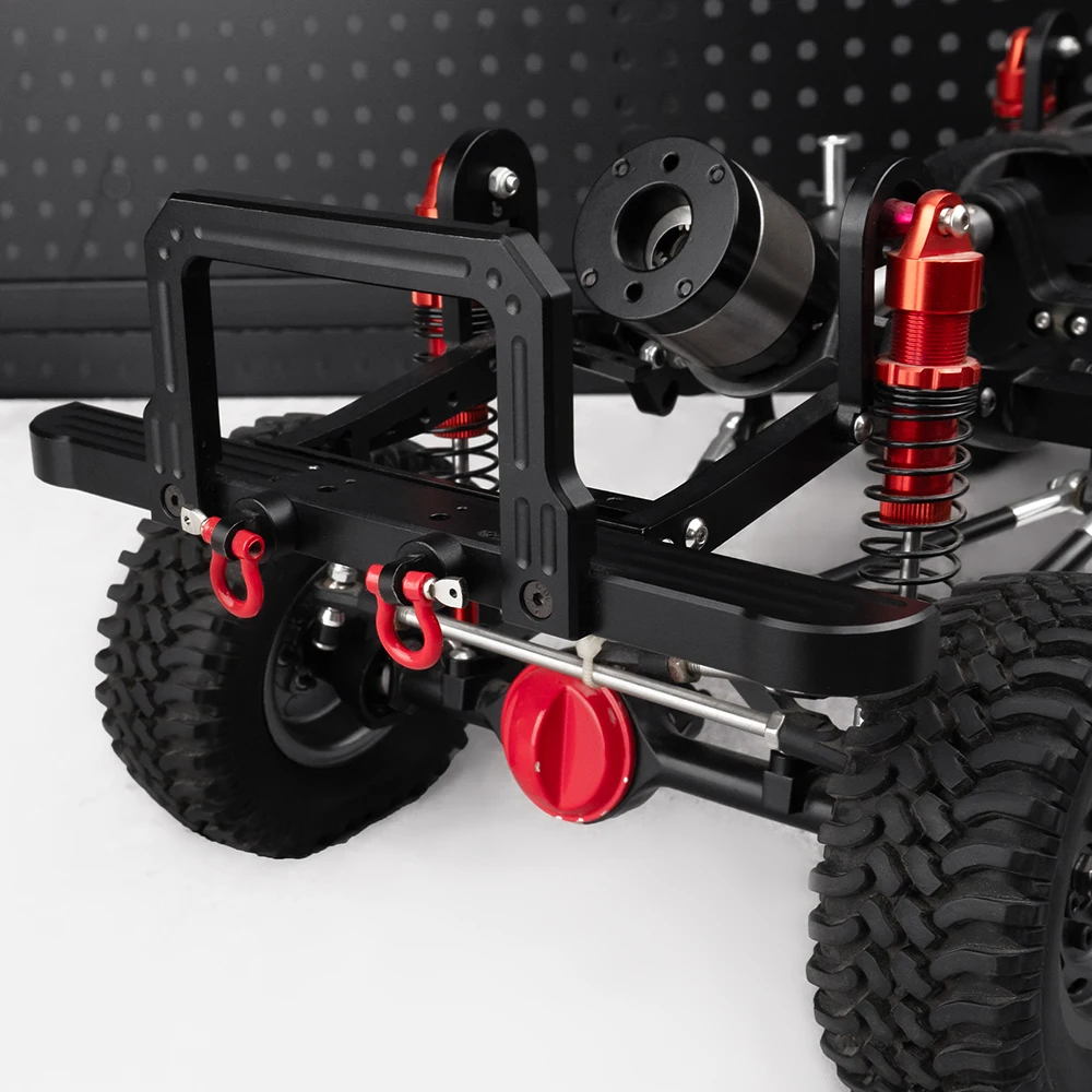 YEAHRUN parachoques delantero de Metal con ganchos de cabrestante Hardware de montaje para 1/10 coche trepador de control remoto D90 D110 piezas de RC-4WD