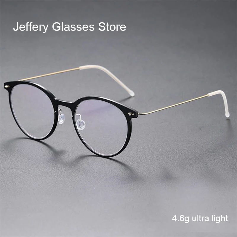 

Hand Made Glasses Frame Denmark Style Ultralight Men Women Myopia Prescription Round Eyeglasses Screwless Blue Light Gafas 6537