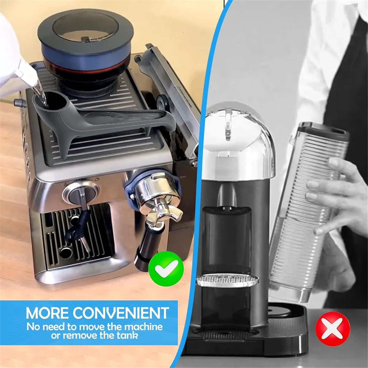 A78E-Zbiornik na wodę do ekspresu do kawy Espresso, wylewka do ekspresu do kawy Breville Espresso Machine Long Water Funnel