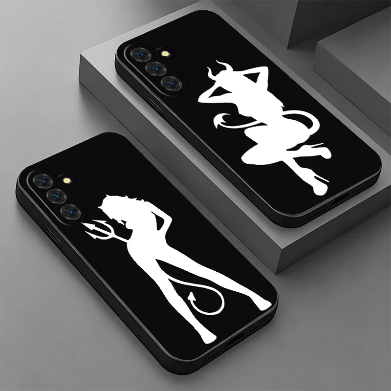 Soft Phone Case For Samsung A17 A37 A57 A16 A36 A56 A15 A35 A55 Devil Girl Silhouette Cool A14 A34 A54 A13 A33 A53 A27 A26 A25 A