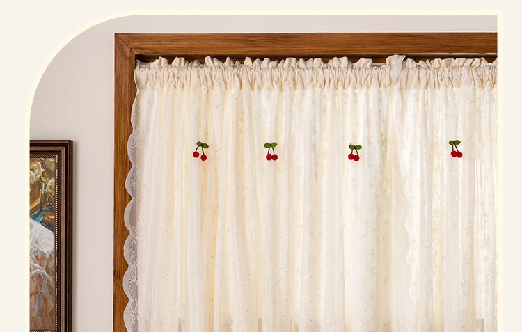 

French double layer opaque Korean pastoral style small floral lace curtains
