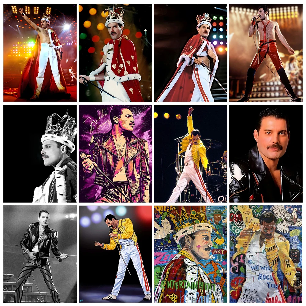 

Рок-группа Алмазная картина для королевы Фредди Меркьюри Портрет Diy Алмазная вышивка Звездные постеры Украшение стены дома Подарок фанату