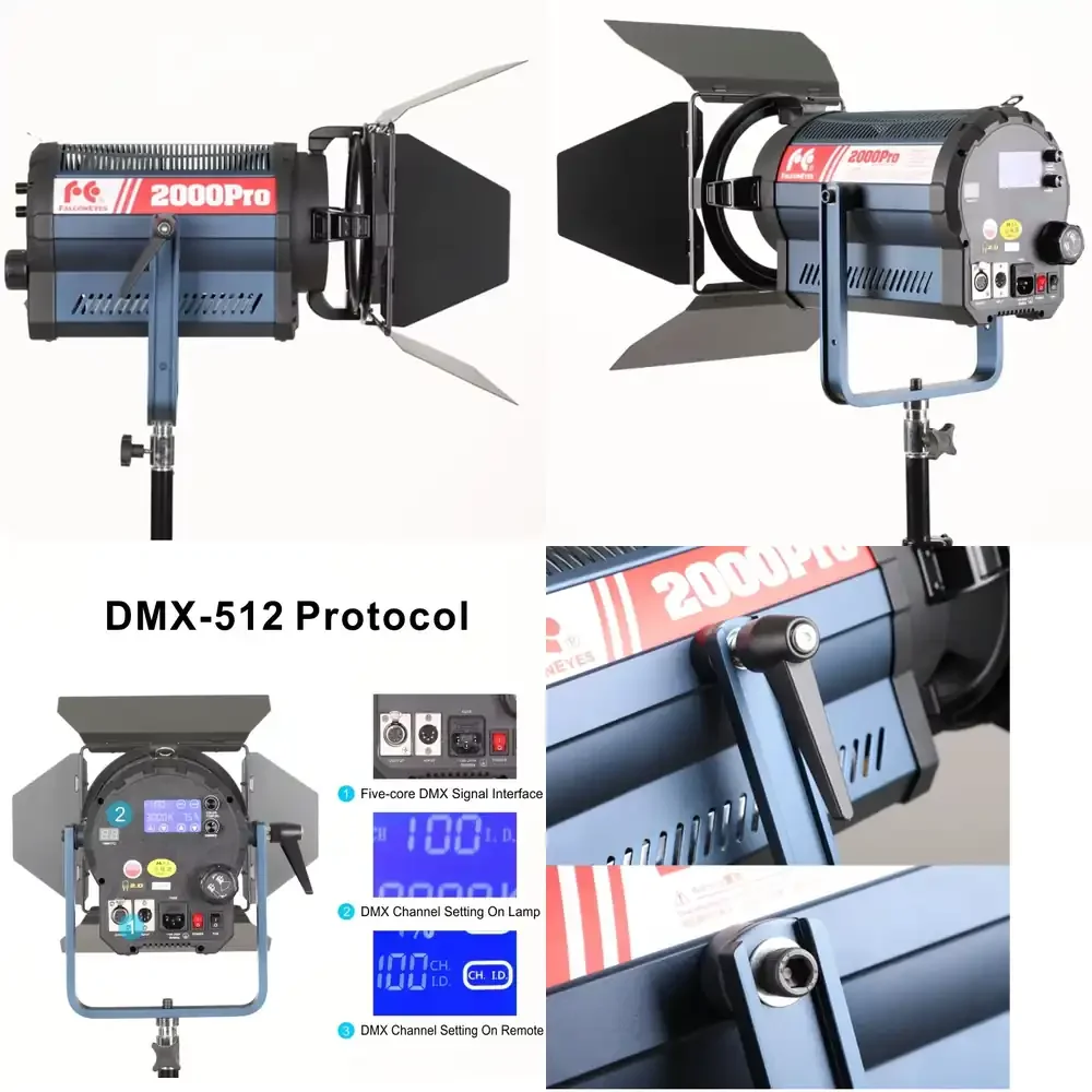 

Photography Lighting Falconeyes Spotlight 2000Pro 200W Bi-Color 3000K-8000K Led Photo Video Light for Studio Filming