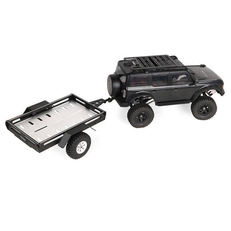 1 Set Black Simulation Aluminum Alloy Small Trailer for 1/18 RC Crawler TRX4-M Chevrolet K10 Defender Bronco Upgrade Parts