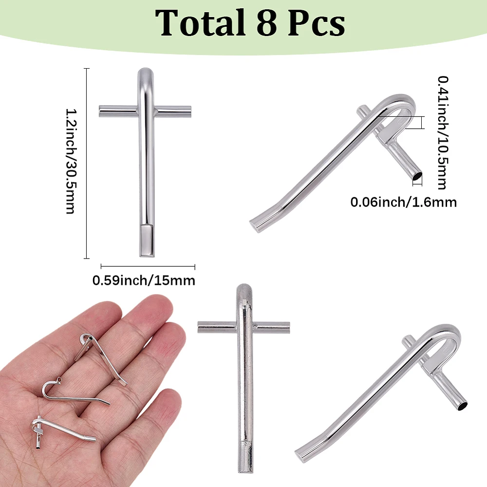 8Pcs Pin to Pendant Converter Brooch Converter Bulk Silver Metal Alloy Adapters Changing Tube Bails Convert Pins for Necklaces