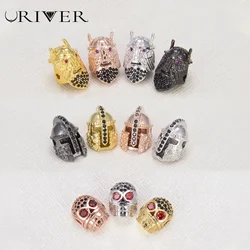 4PCS High Quality Beads Colorful Zircon DIY Accessories Head Insect Cicada Helmet Jewelry for Bracelet Necklace Making Charms