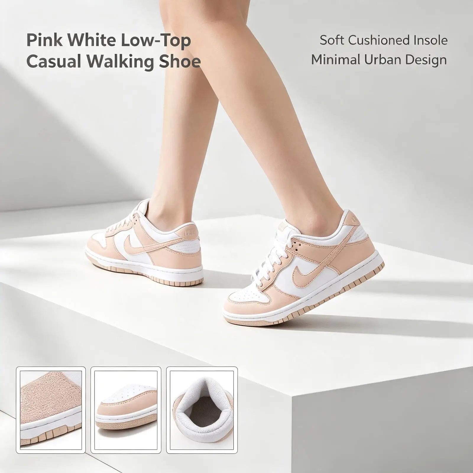 Hot Nike Pink White Low-Top Sneakers Unisex Casual Comfort Walking Shoes Soft Insole Minimalist Street Style Iu7766-134 IU7766-1