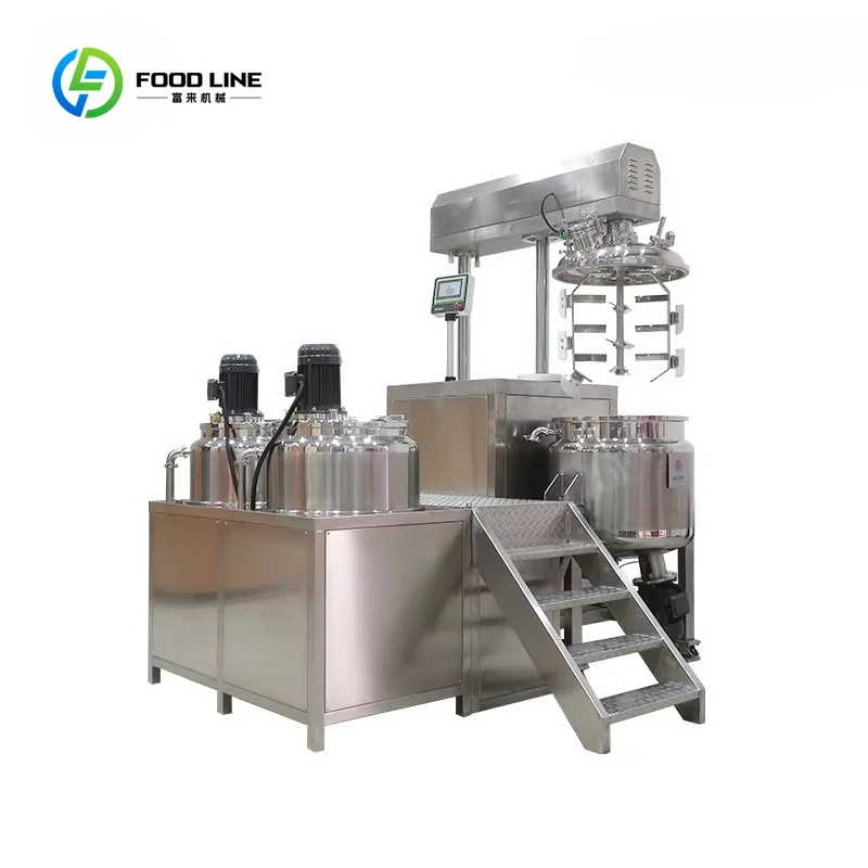 Customized Jacketed Cooling Vacuum Homogenizing Emulsifier with Water Oil Phase Tanks for Cosmetic Cream Paste Production