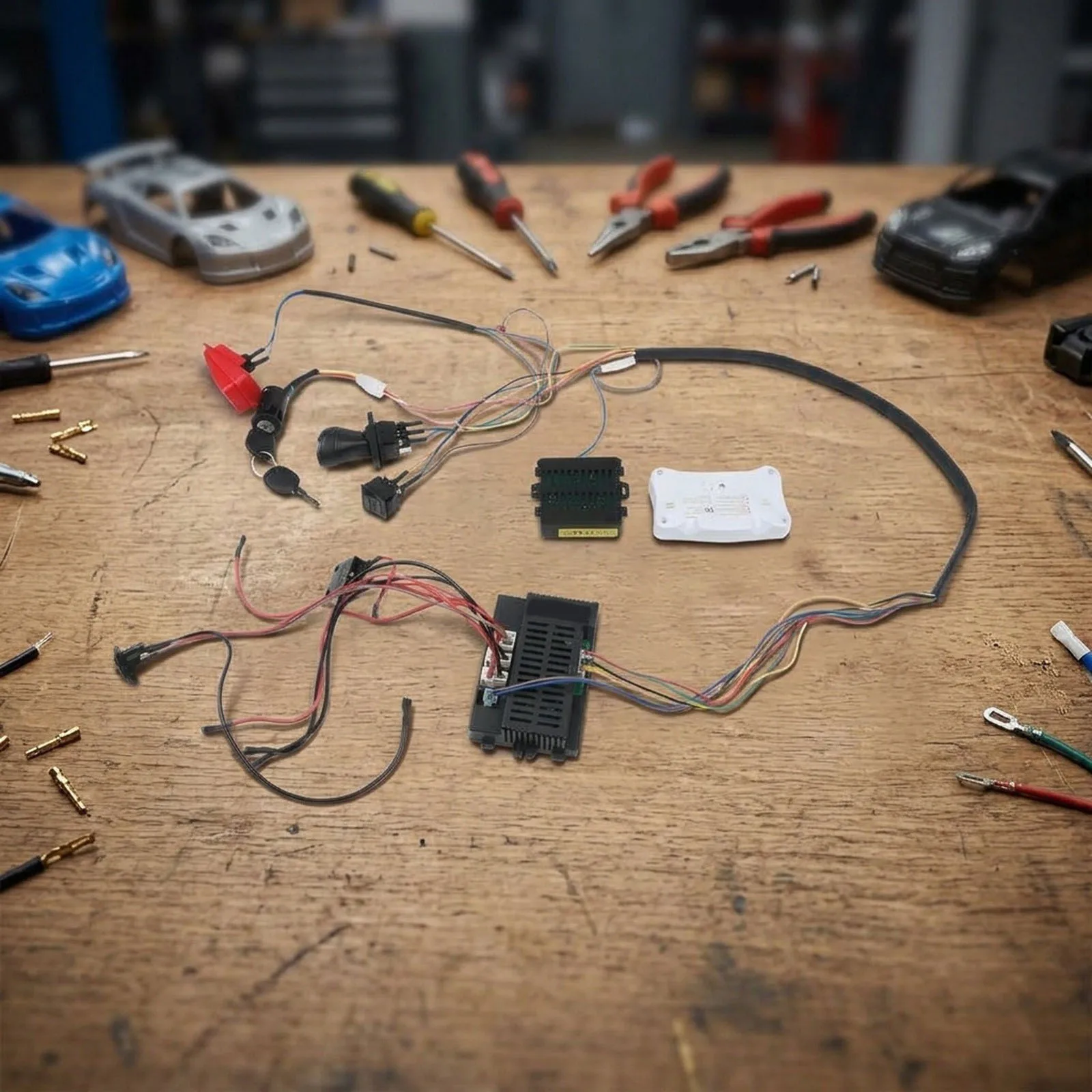 1set 12V DIY Wiring Harness Dual-Drive Circuit Harness With 2.4G Wireless Remote Control For Dual-motor Kid‘s Electric Toy Cars