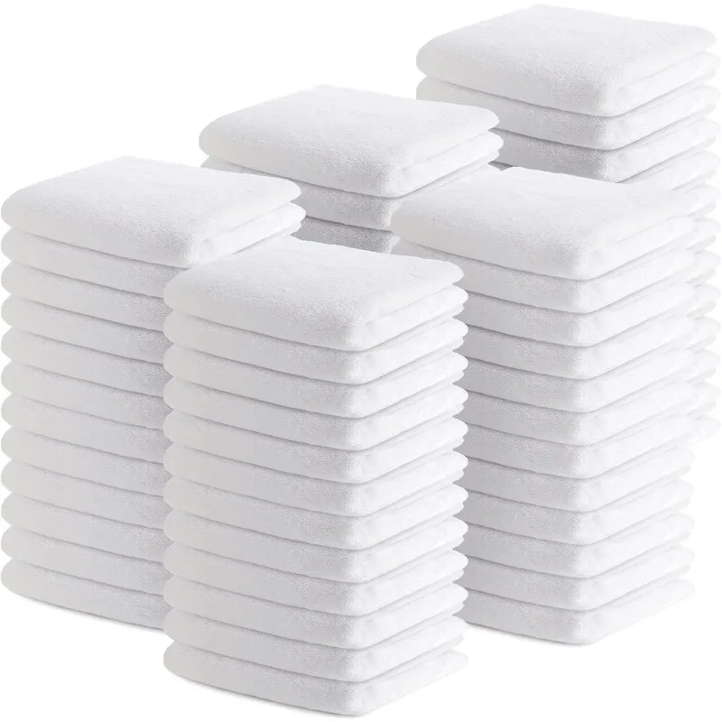 

100 Pieces Wash Cloths Bulk Face Cloths Cotton Washcloths Set Hand Towels Absorbent for Bathroom Soft Cleaning Rags for
