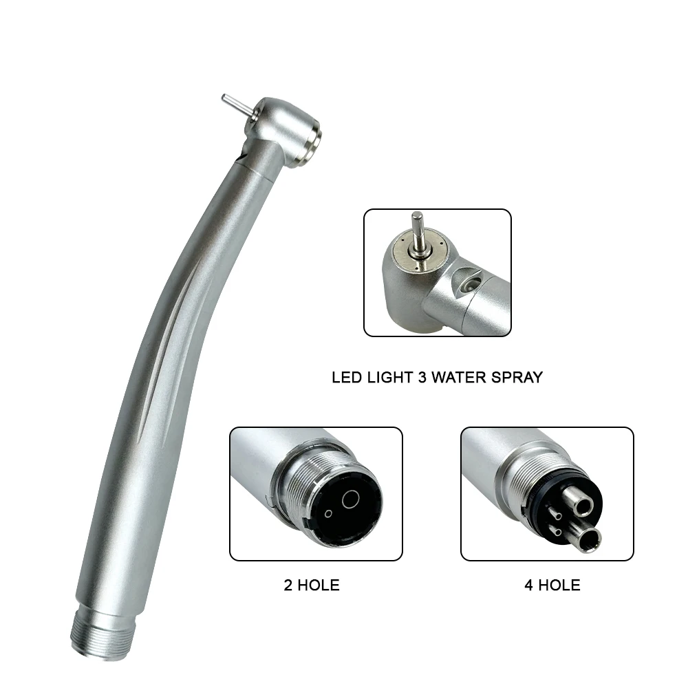 2/4 Hole High Speed Dental Handpiece 3 Water Spray Air Turbine Triple Push Button Hand Piece E-generator Dentistry Tool