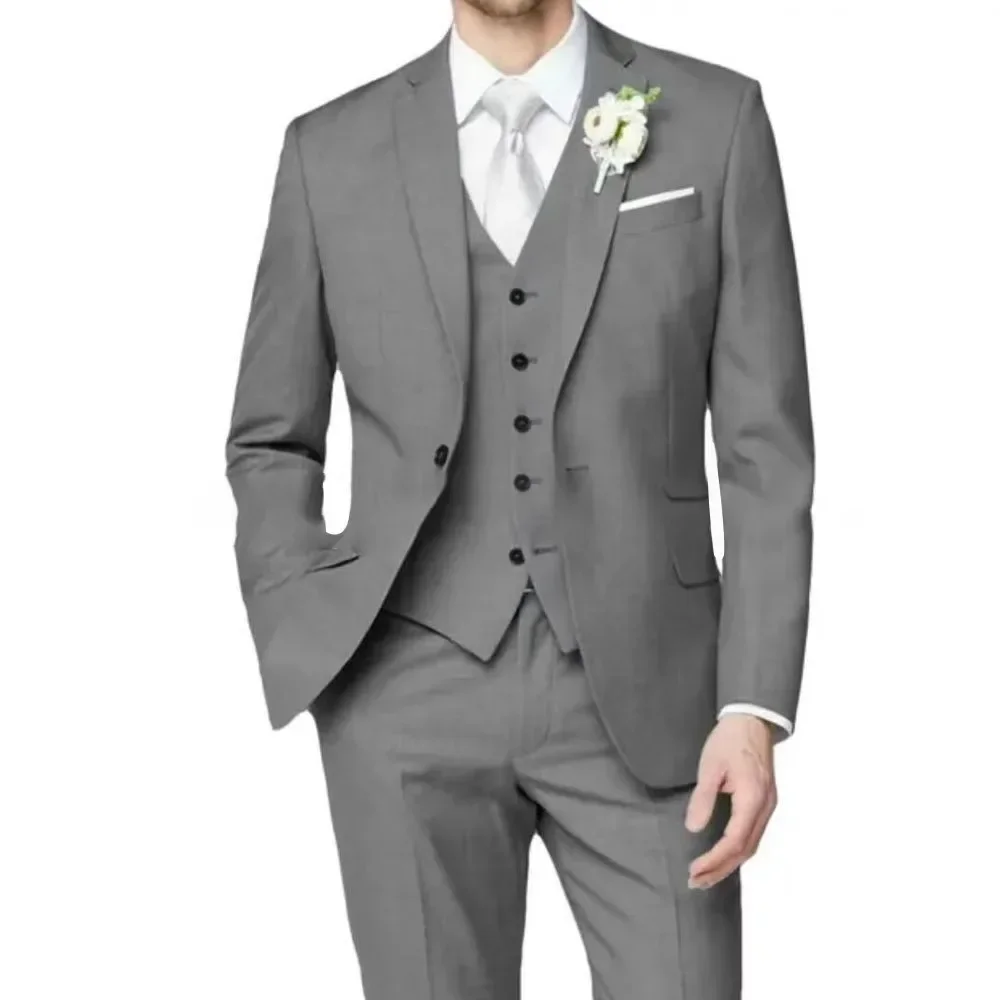 Suit For Men Formal Slim Fit Men\'s Suit Blazer Vest Pant Sets 3 Piece Elegant  Costumes Wedding Dresses Tuxedo Dance Party