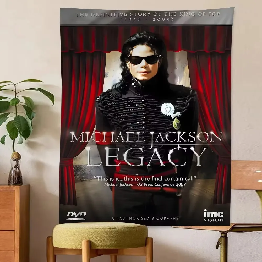 M-Michael J-Jackson Retro Concert Poster Tapestry, King of Pop Polyester Wall Hanging Fabric Decor for Bedroom Bar Dorm