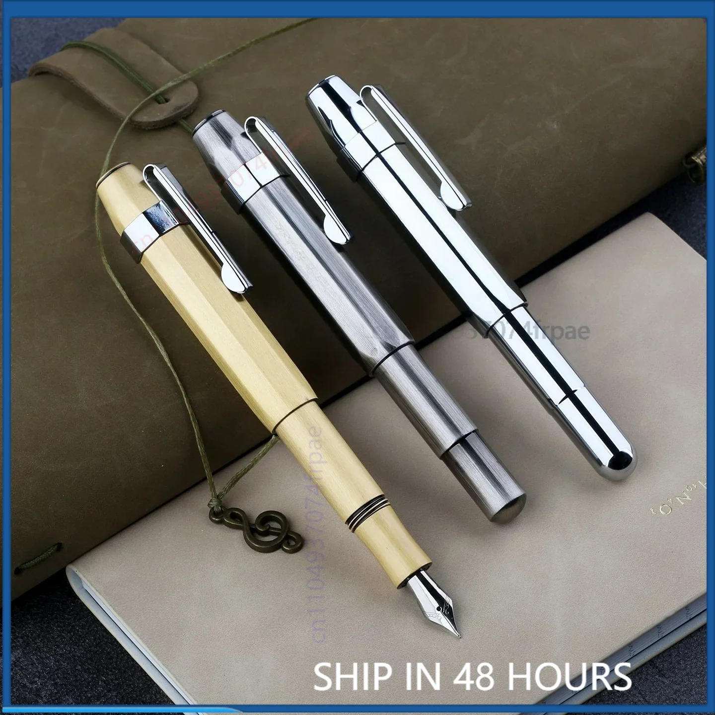 For  Alpha Vintage Brass Gun Grey Short Fountain Pen EF Mini Italic Nib Travel Journal Student Adult Practice Pen