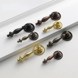 Retro Bronze Kitchen Cabinet Knobs Cupboard Door Handles Vintage Wardrobe Furniture Handle Jewelry Box Drawer Pulls Door knocker