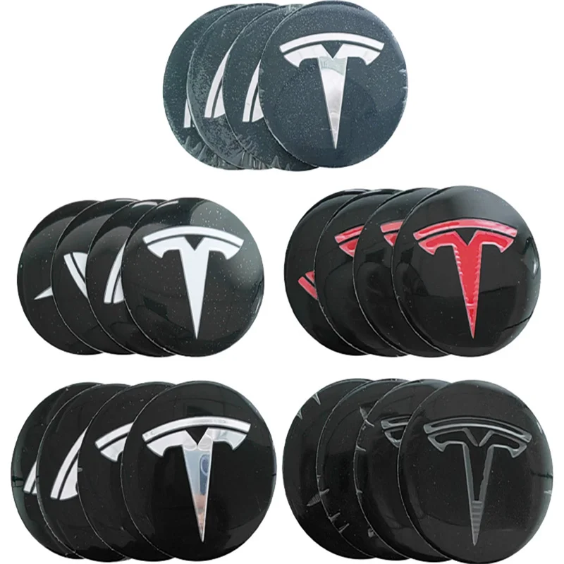 4pcs 56mm 65mm Car Wheel Hub Center Caps Emblem Stickers for Tesla Model 3 Y S X Roadster P75D P85D P90D P100D Auto Accessories