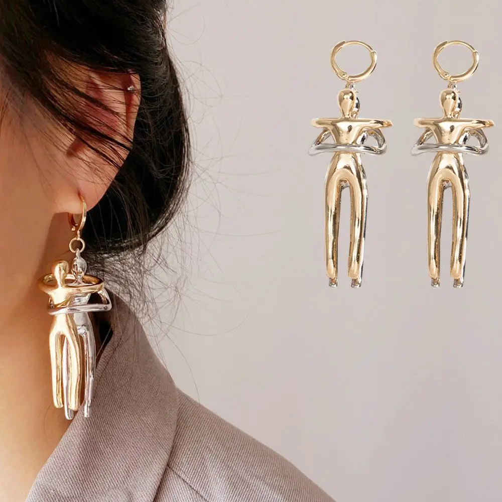 Stereoscopic Personality Exaggerated Two people Hugging Drop Earrings Fashion  Accessories Hoop  Earrings Dangle Earrings