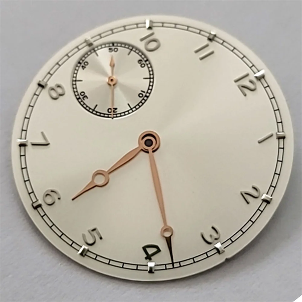 37mm Watch Dial + Watch Hands for ETA6497 3600 Movement 9 O'clock Position Watch Face Blue/Silver/Rose Gold Pointer, Silver Dial