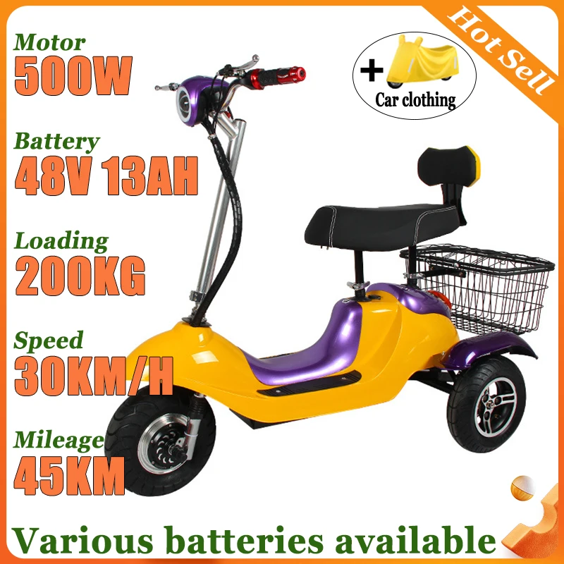 

Adult Mini Removable Lithium Battery with Basket Comfortable Seat Elderly Electric Tricycle Disabled Commuting Mobility Scooter
