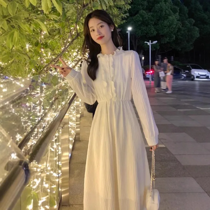 فستان على الطراز الفرنسي ربيع الخريف الشتاء نمط جديد للمرأة بأكمام طويلة الراقية الشيفون الخفيف الفاخر #1