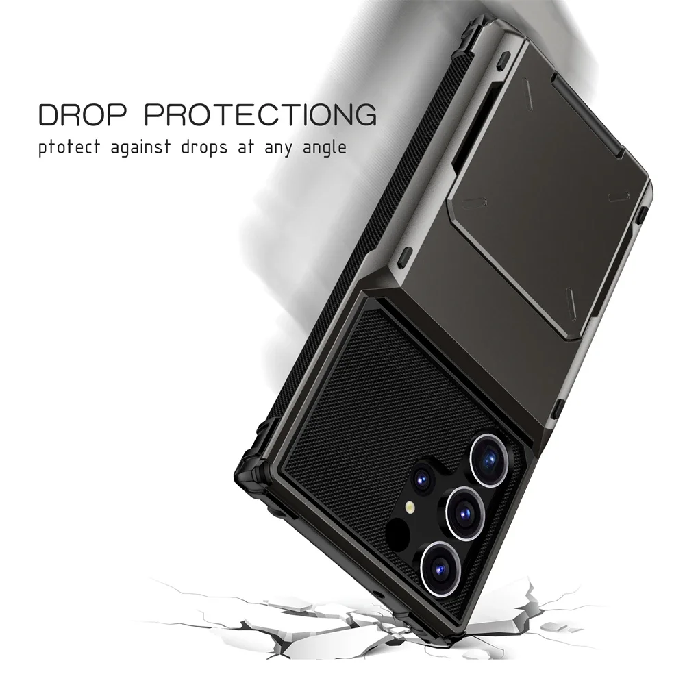 Wallet 5-Card Slot Credit Case For Samsung Galaxy S24 Ultra S23 S22 S21 Plus S20 FE Card Holder Cover For Galaxy Note 8 9 10 20