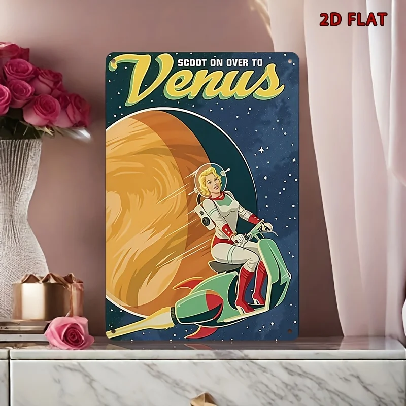 Vintage Space Scooter Metal Sign - 