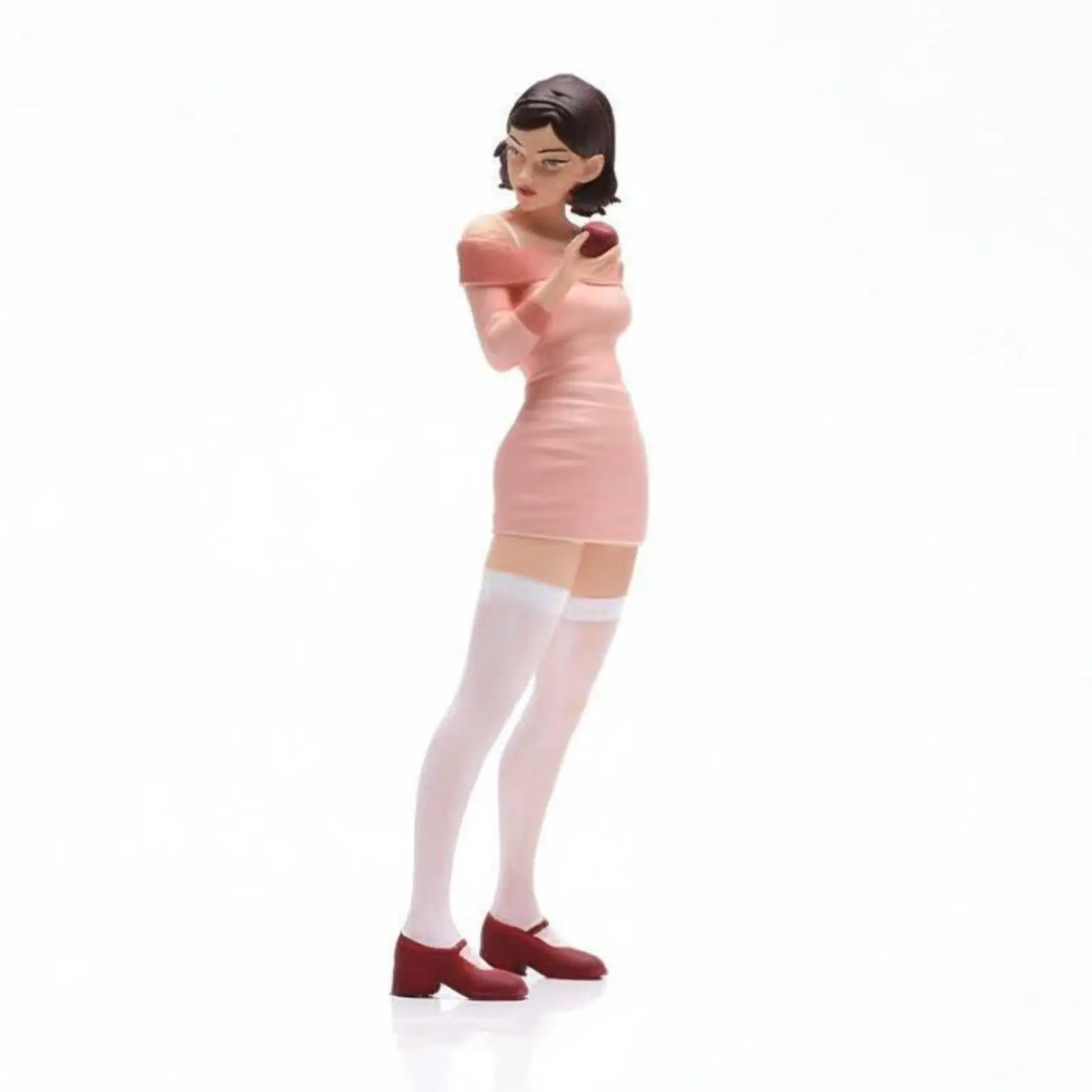 Short Hair Girl Figurine Realistic Details Miniature Woman Figurine