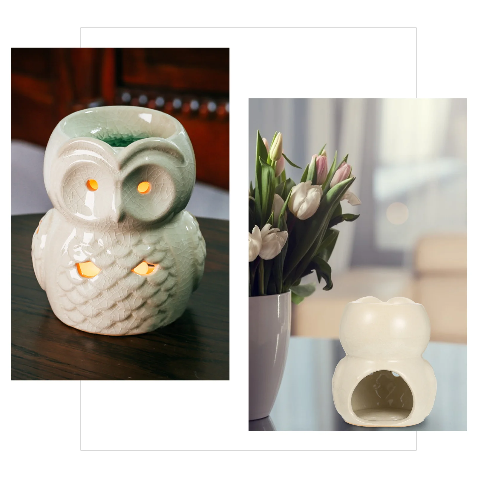 

1Pcs Ceramic Owl Shaped Aroma Diffuser Decorative Incense Burner for Living Bedroom Study Yoga Room Decor Decorative Censer