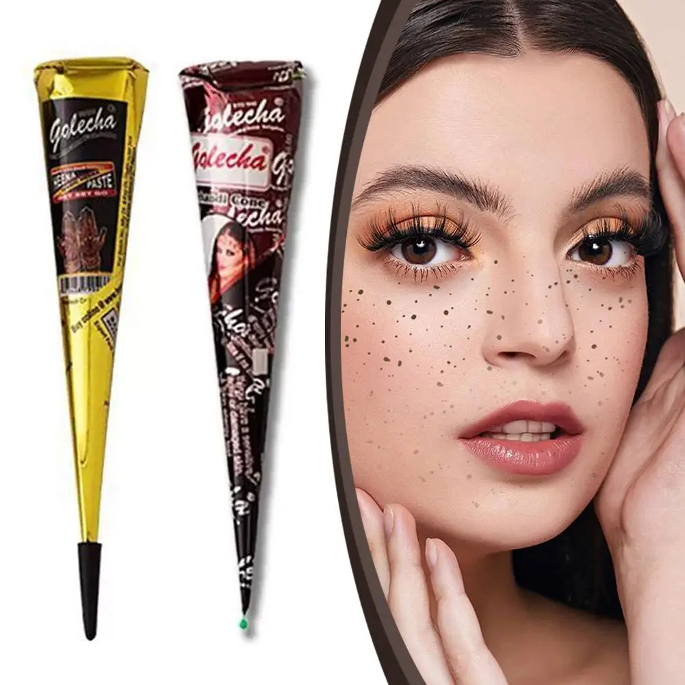 임시 문신을위한 천연 인도 헤나 문신 페이스트 바디 페인트 아트 크림 콘 Diy 페인트 문신 잉크 블랙/브라운 Y0A4