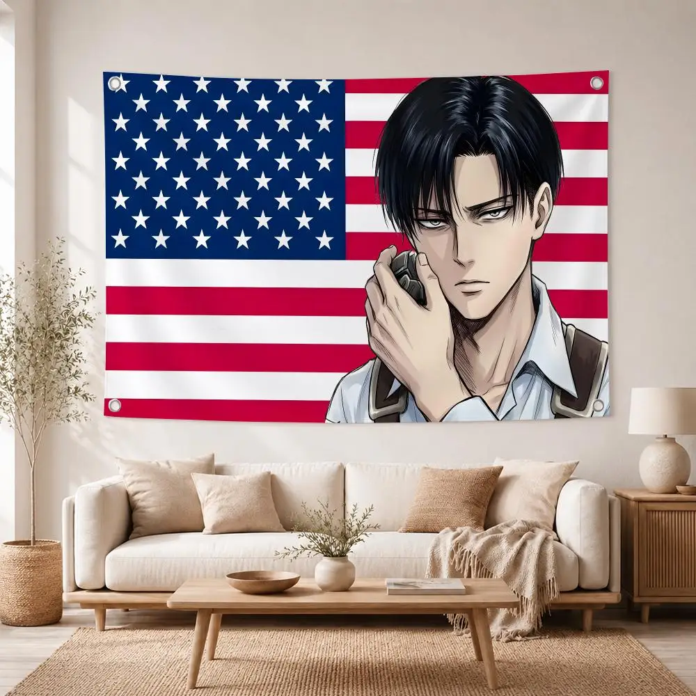 Anime Character Levi Ackerman Flags Home Yard & Garden Decor Banner - Indoor Outdoor Wall Hanging Flag