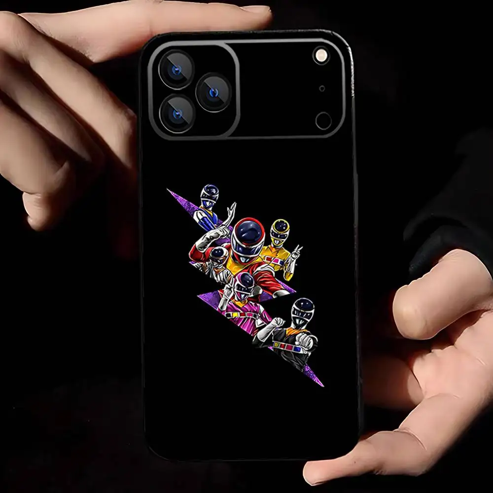 حافظة هاتف P-PowerS-COOL R-RangerS لهاتف iPhone 17,16,15,14,13,12,11,Pro,Max,Plus,E,Air,غطاء أسود واقٍ صغير