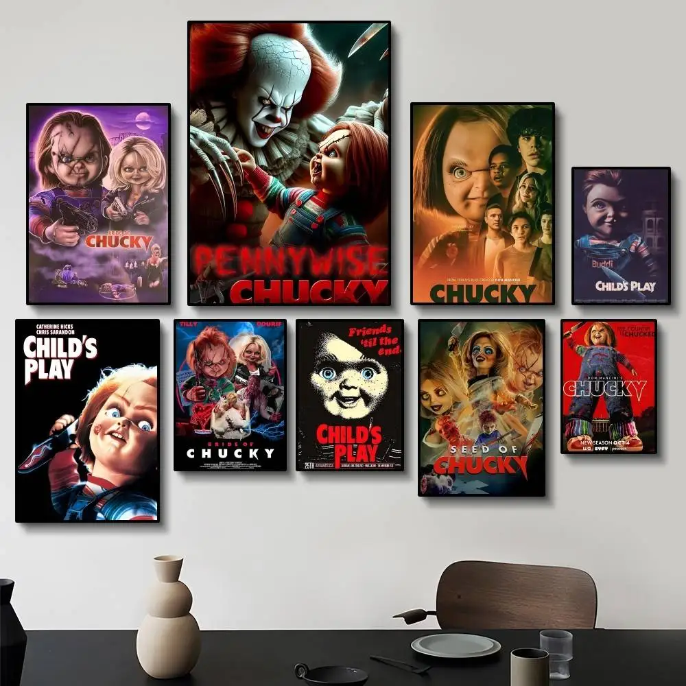 1 قطعة فيلم الرعب الكلاسيكي تشاكي الطفل اللعب دمية المشارك لزجة جدار الفن الطباعة غرفة المعيشة المنزلي غرفة نوم بار ديكور جمالي