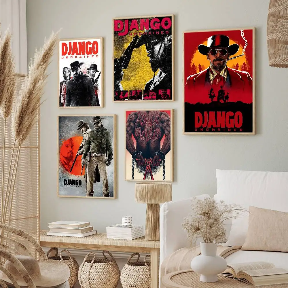 الفيلم الكلاسيكي جانغو غير مقيد ملصق جدار قماش اللوحة لنادي غرفة المعيشة ديكور المنزل #1