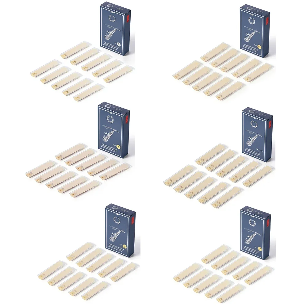 

10 упаковок, альт-саксофон тростника, улучшенная технология резки, флуоресцентная мощность 1,0, 1,5, 2,0, 2,5, 3,0, 3,5