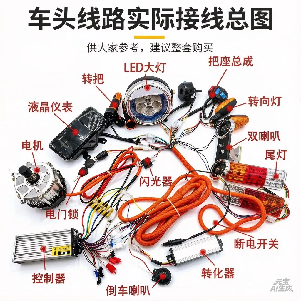 Electric Tricycle Line Assembly Vehicle Large Line National Standard Copper Core 6 Flat Harness Assembly Passenger Truck