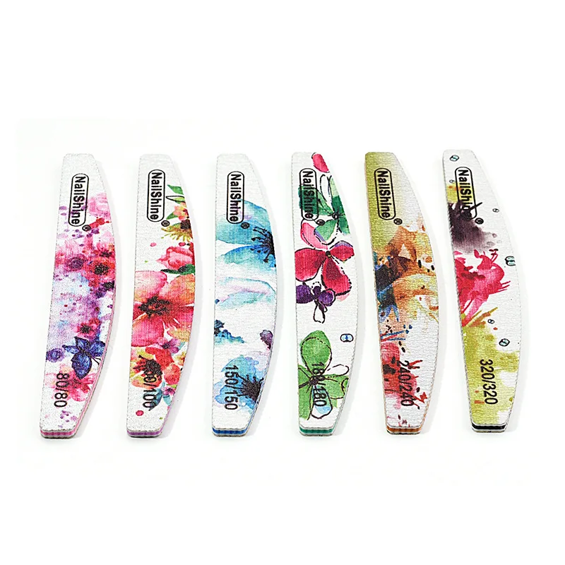 5Pcs Flower Printing Sandpaper Nail File 80 100 150 180 240 Pro Manicure Files Double-sided Nail Polishing Product Washable