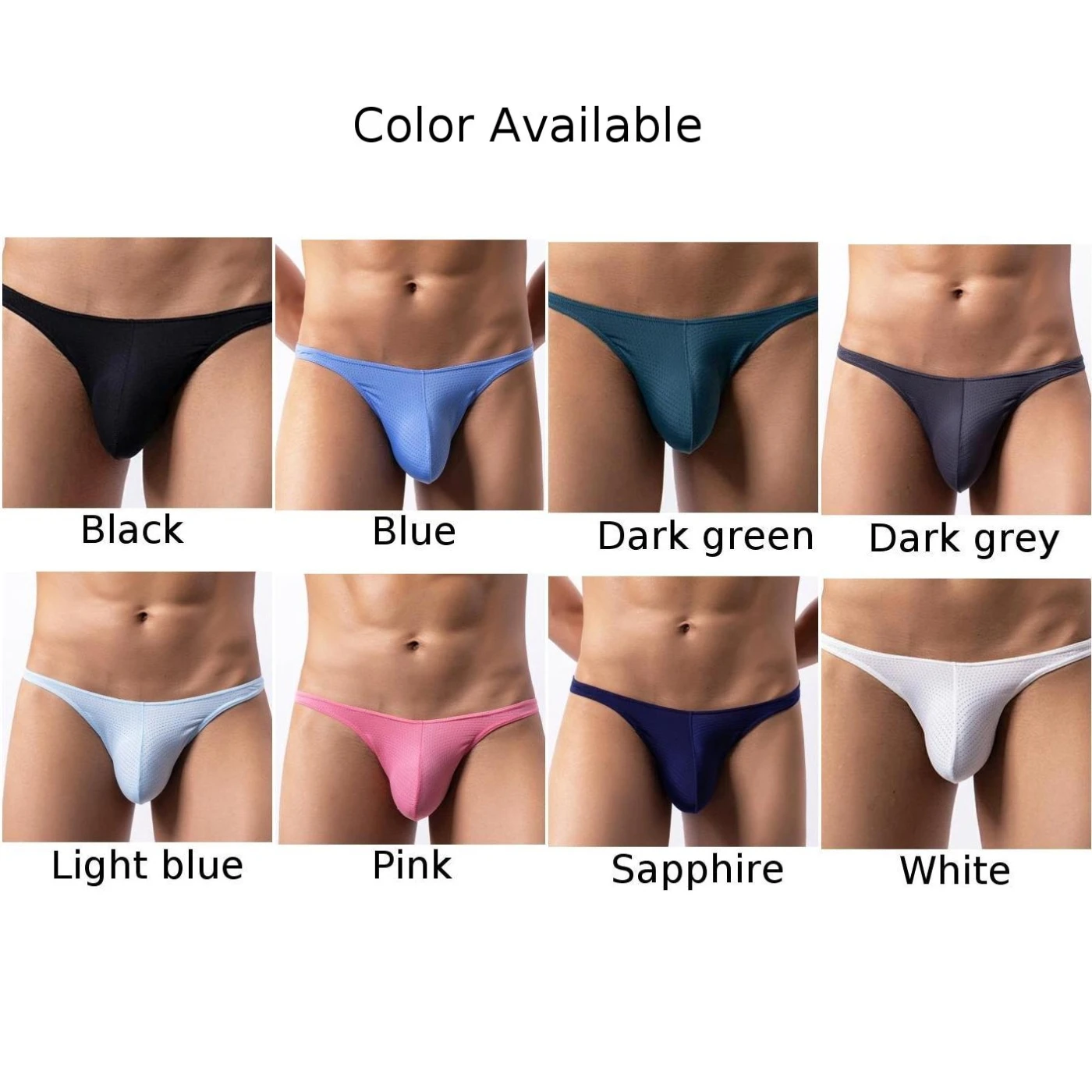 Bikini Uomo G-String Vita bassa Uomo Piccoli fondi Solido Traspirante Slip estivi Colore sottile Tronco Mutande Cuasal