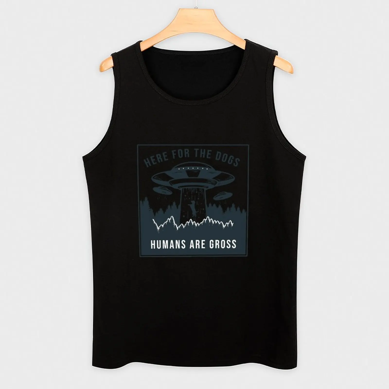 Here for the Dogs, Humans are Gross. Tank Top Casual Everyday Wear Tank Top Loose Sleeveless
