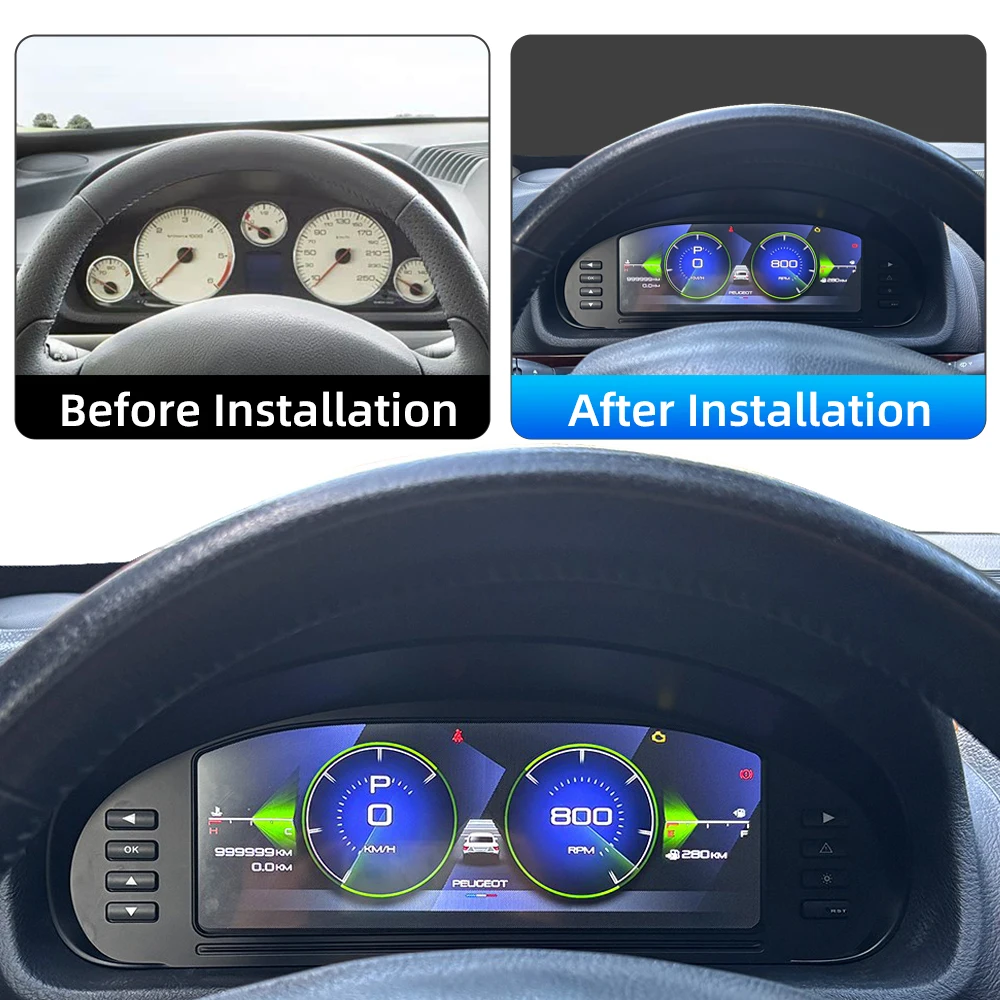 For Peugeot 407 407SW 2004-2010 Display Cluster Dashboard Digital Instrument LCD 10.25 Inch Linux Carplay Speedometer Tachometer