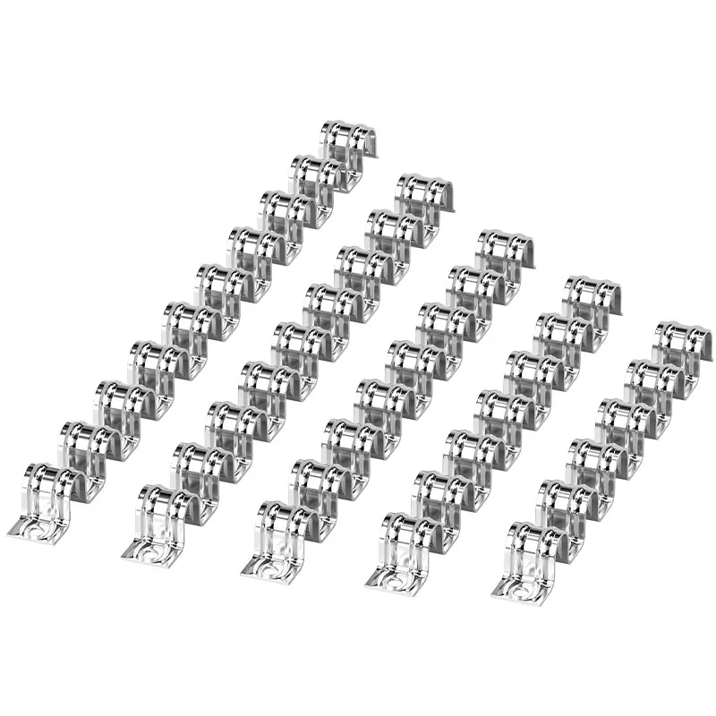 201 Stainless Steel Thickened Continuous Row Saddle Clamp Multi Positions Single Side Pipe Clip 16-25mm Water Pipe Fixing Buckle