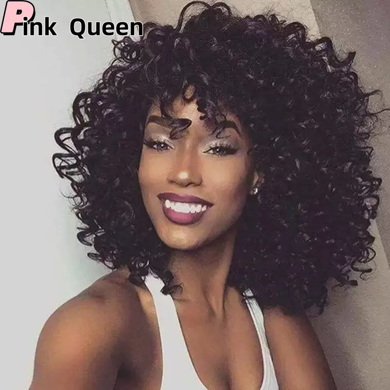 Black hair wig chemical fiber hair fashion Eur Us Africa lace front wig Ladies short curly synthetic wig black cosplay