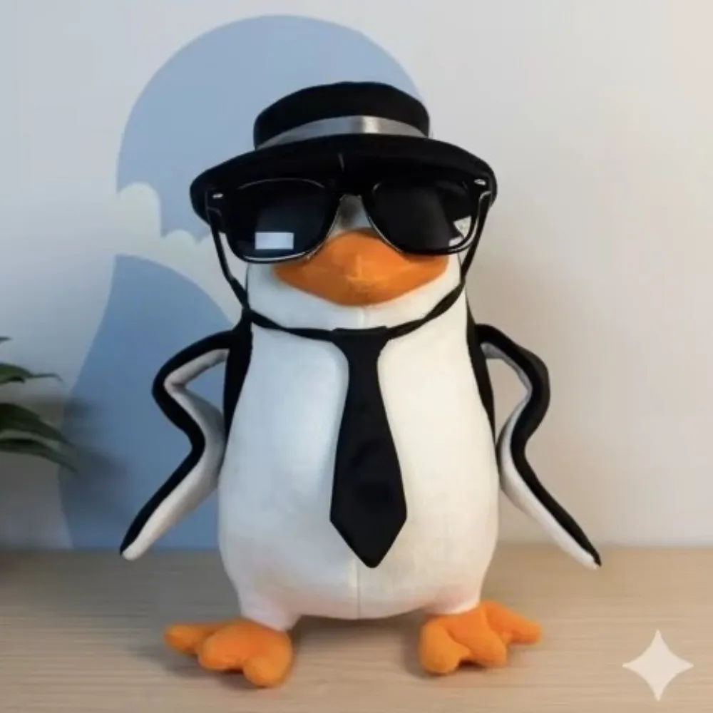 Pinguino morbido eccentrico Cartone animato astratto Pinguino danzante Ornamento 23 cm con cappello Occhiali da sole Pinguino Decorazioni per la casa