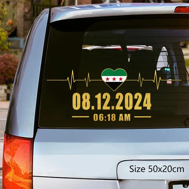 1pc Heartbeat Sticker with Syria Flag and Date 06:18, Perfect for Home Wall Decor, Aesthetic Room Decoration