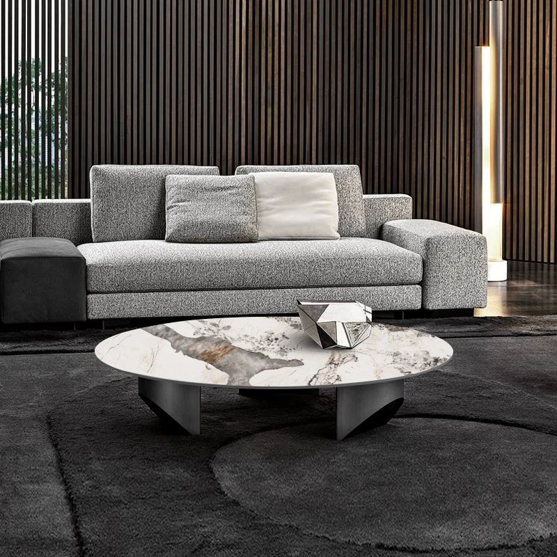 Luxury Coffee Table Natural White Marble Stone Stool Modern Style Side Table Set for Living Room Entry Home Furniture