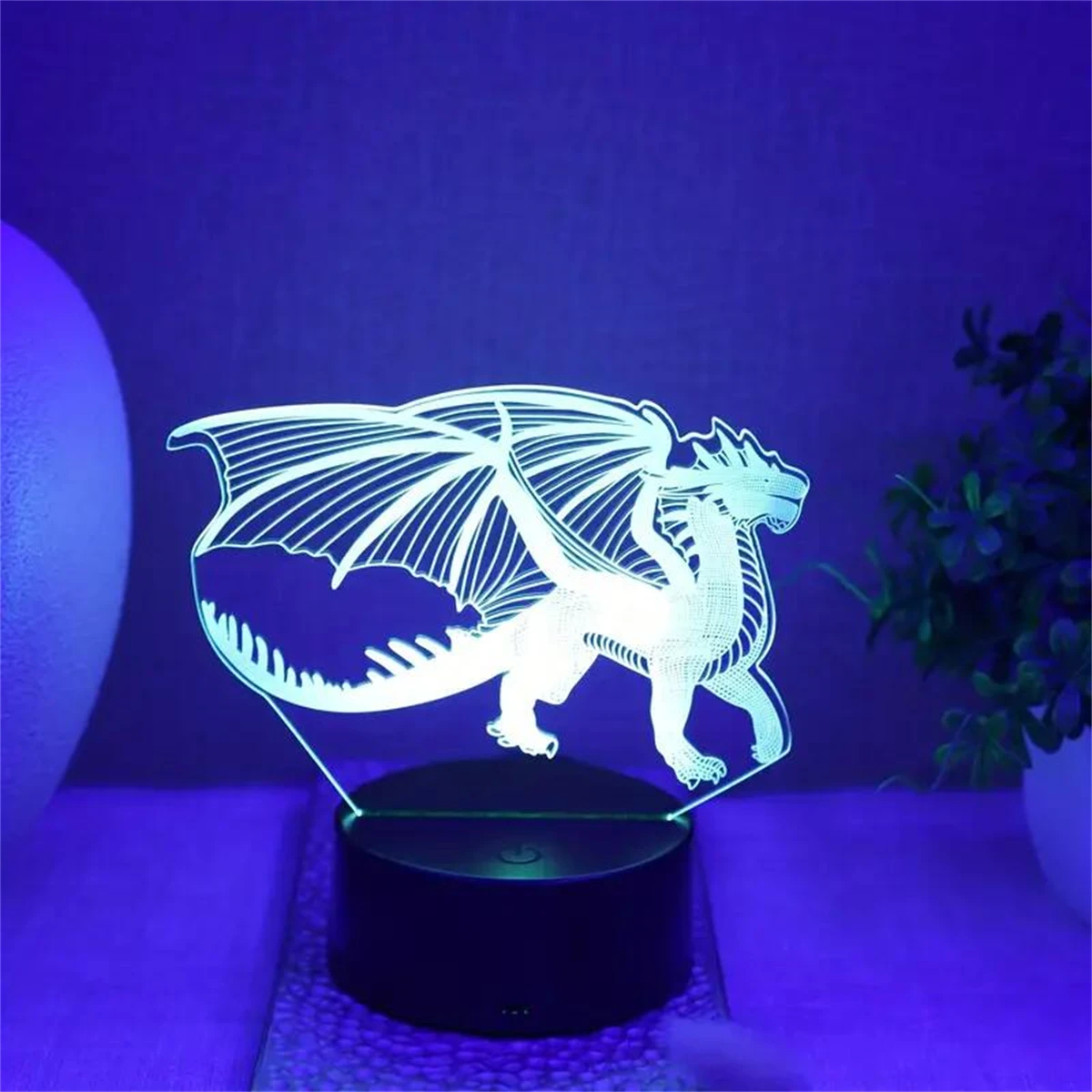 1pc  Fiery Dragon 3D Night Light, 3D Optical Illusion Lamp With Touch, 7-Color Changing Ambient Light For Bedroom