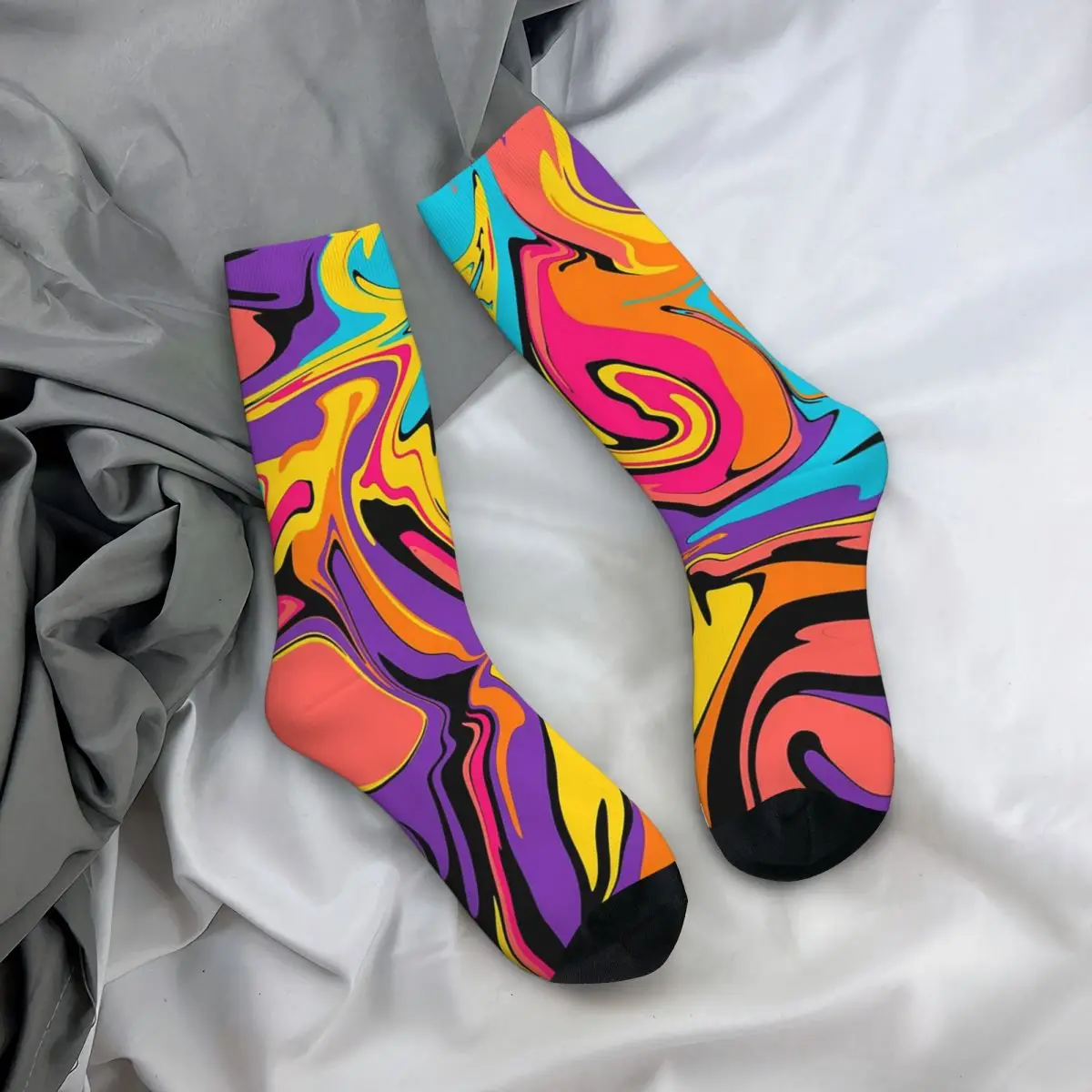 

Носки на все сезоны с абстрактным рисунком в стиле ретро-арта, длинные носки в стиле Харадзюку для мужчин и женщин, подарки на День святого Валентина