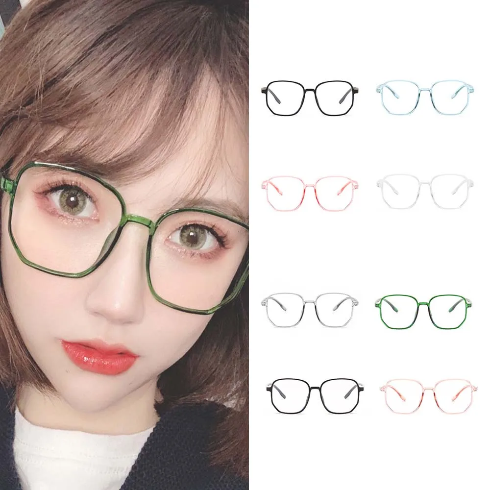 Women Temperament Men Big Frame Polygon Anti-blue Light Flat Glasses Fashion Accessories Unisex Glasses PC