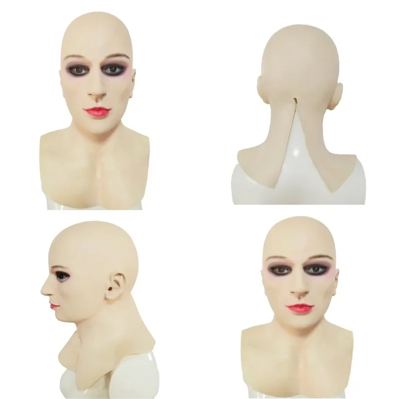 Latex Mask Halloween Head Set Movie and TV Actors Bald Beauty Cosplay Funny Lifelike Props Put on A Funny Mask  Cosplay Costumes