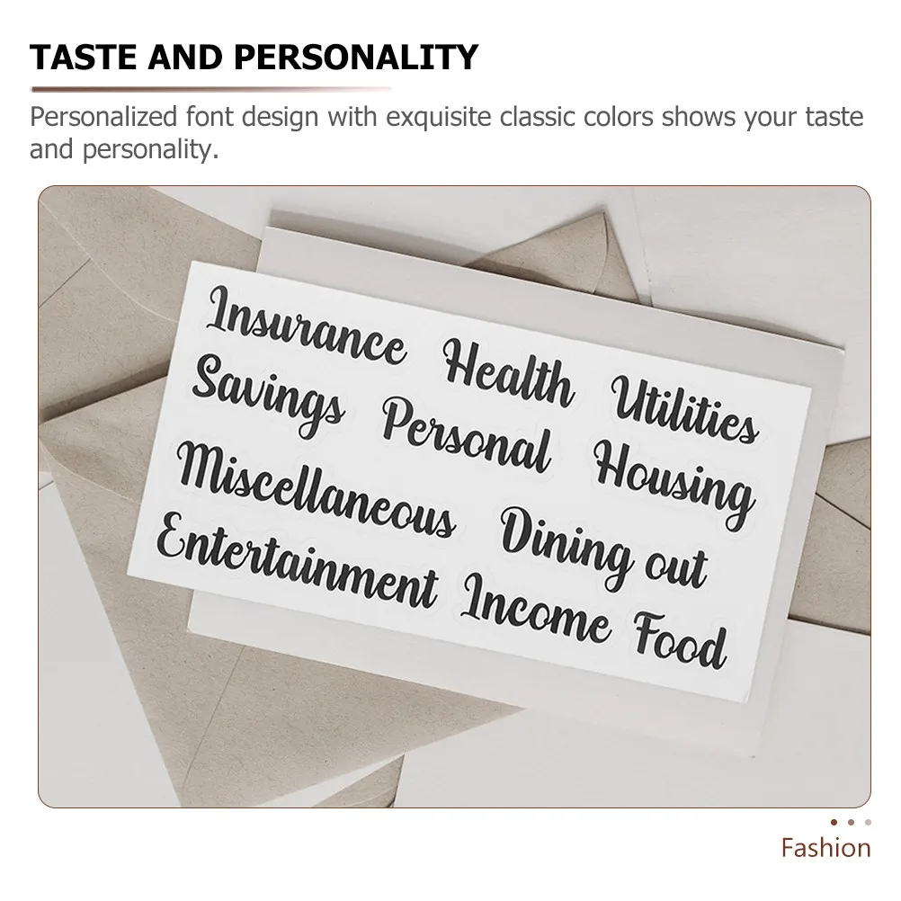 5Sets Budget Sticker PVC Adhesive Label Sticker for Cash Envelope Classification Household Budget Organization Daily Use