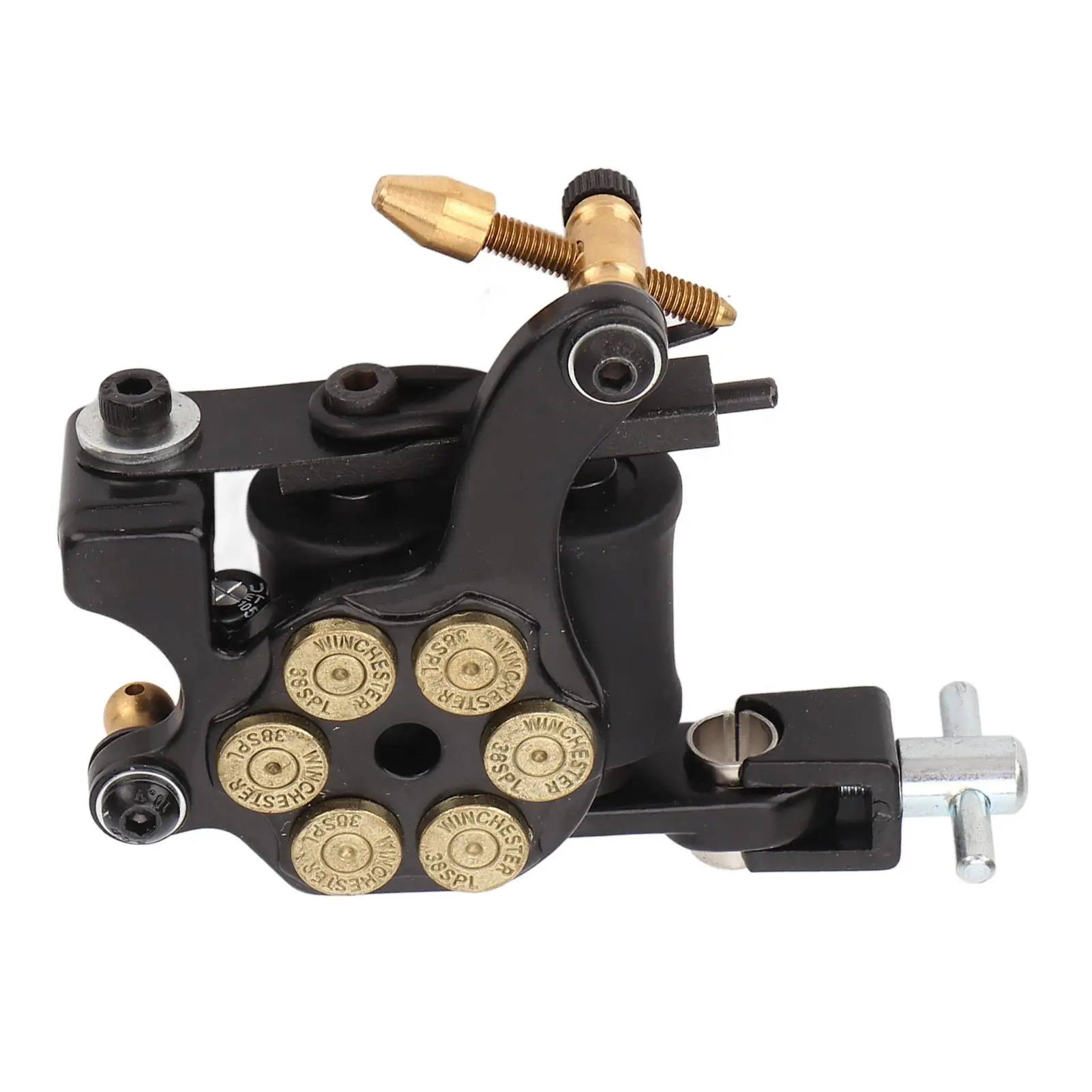 Handmade Coil Tattoo Machine - Electroplated Zinc Alloy Frame, 10 Wraps Coil Liner Shader for Salon Use